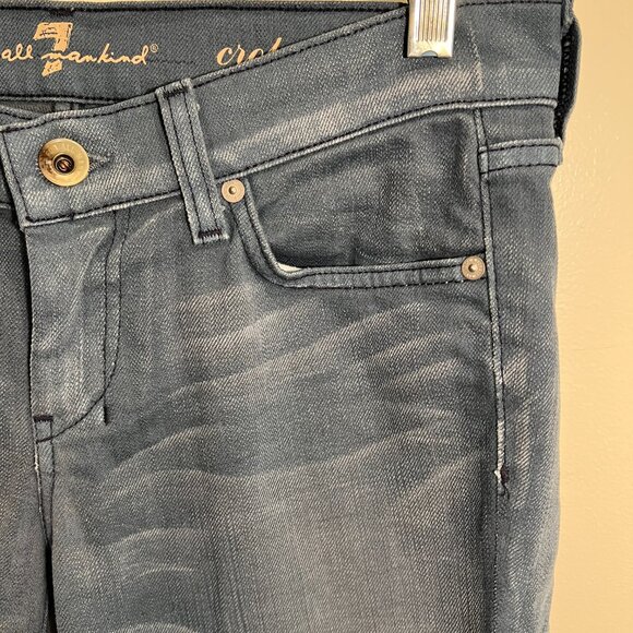 7 For All Mankind Gray Blue Low Rise Crop Dojo Jeans, Size 28 - Picture 4 of 12